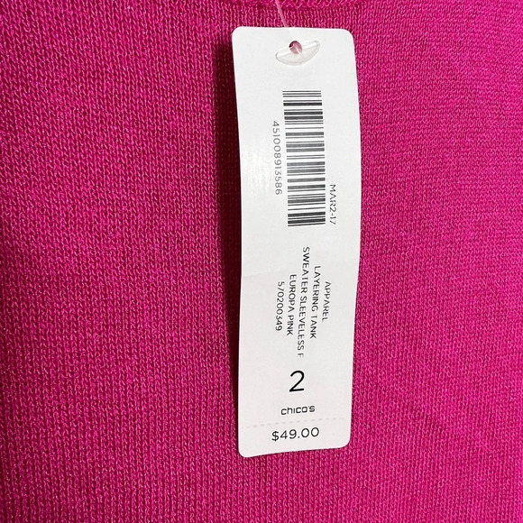 CHICO’S Europa Pink Valentines Day Date Night Layering Sleeveless Knit Tank Top - Picture 7 of 10